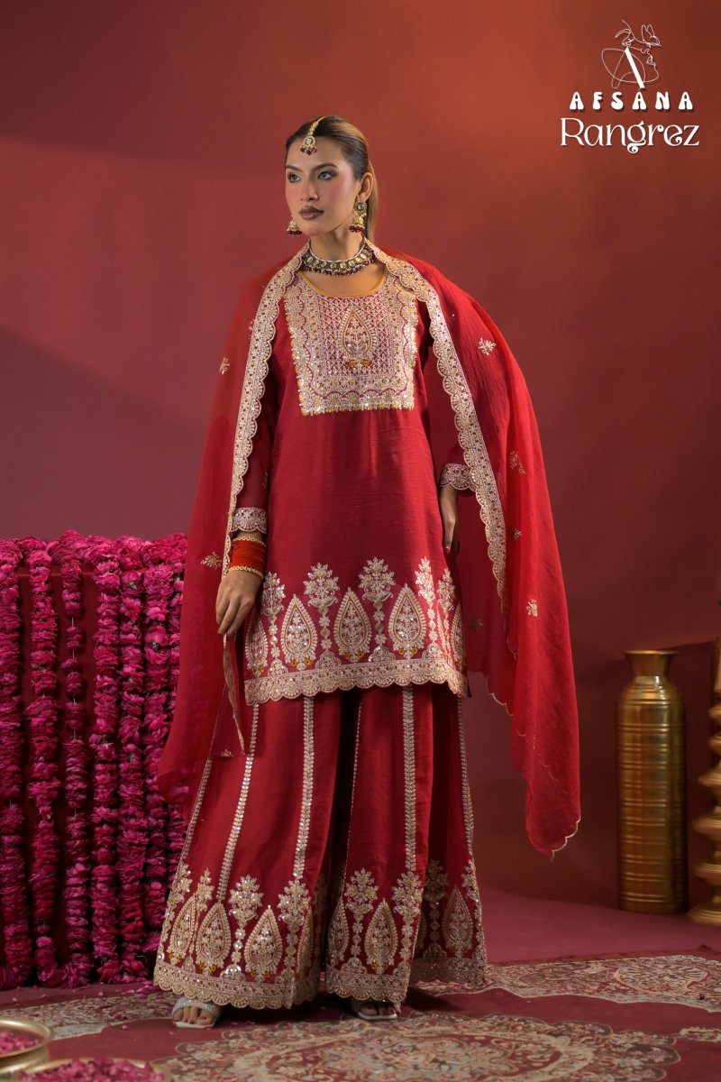 Rangrez By Afsana Rose Gold Crush Readymade Suits 